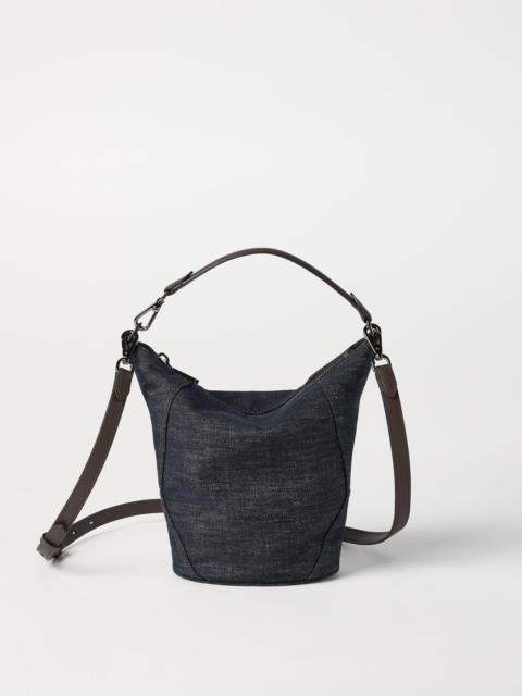 BC Duo small bucket bag in cotton denim-effect twill with monili