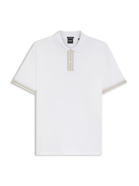 STRIPED-TRIM POLO SHIRT IN MERCERISED COTTON