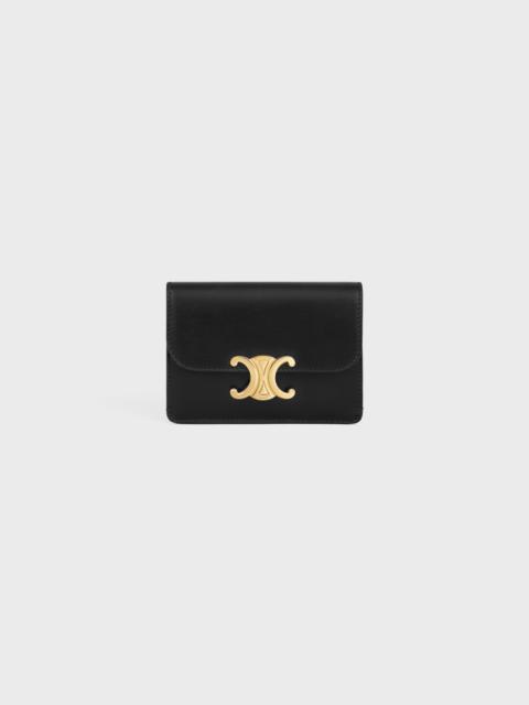 CARD HOLDER WITH FLAP TRIOMPHE in Shiny calfskin
