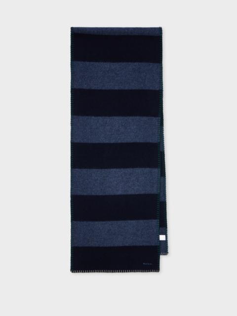 Navy Stripe Blanket Stitch Scarf