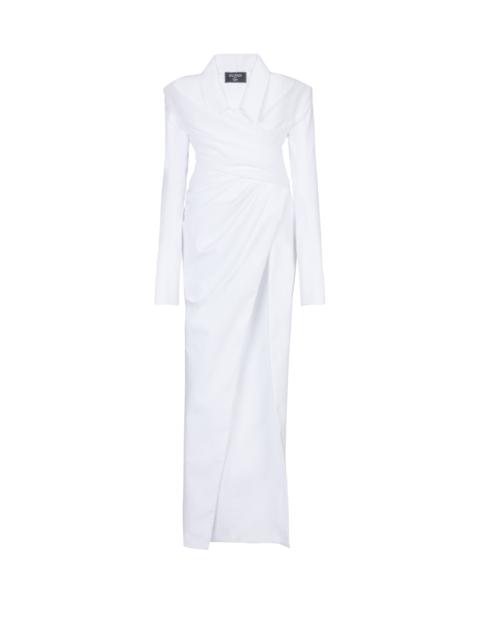 Long-sleeved poplin bustier dress