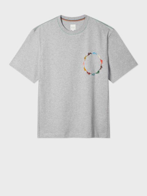 Grey T-Shirt with Multicolour Rabbit Embroidery