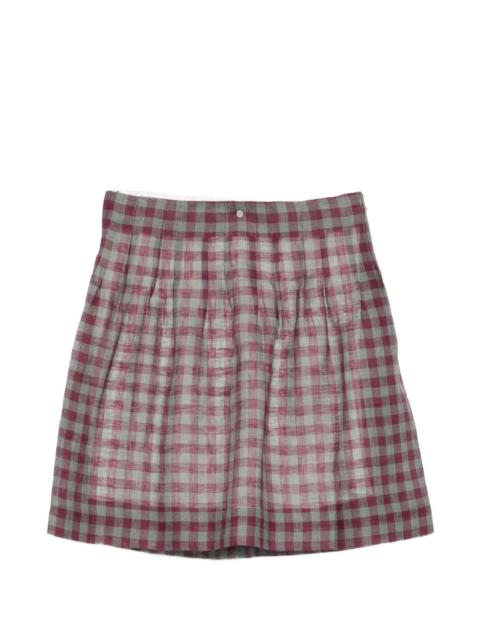 pleated check mini skirt