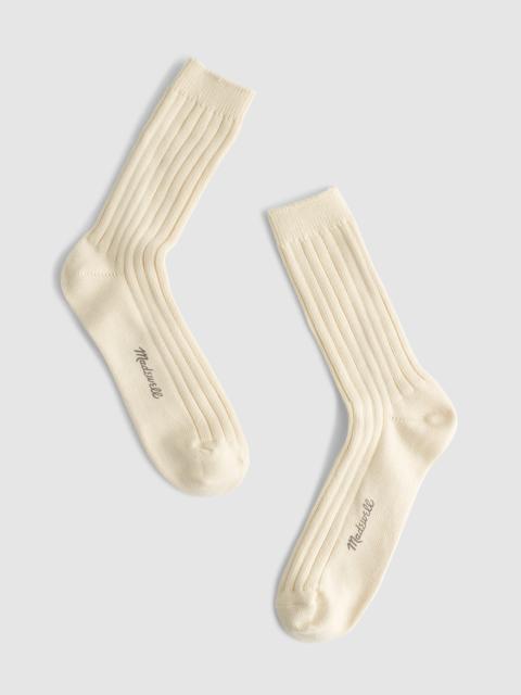 Ribbed Crew Socks in Cotton