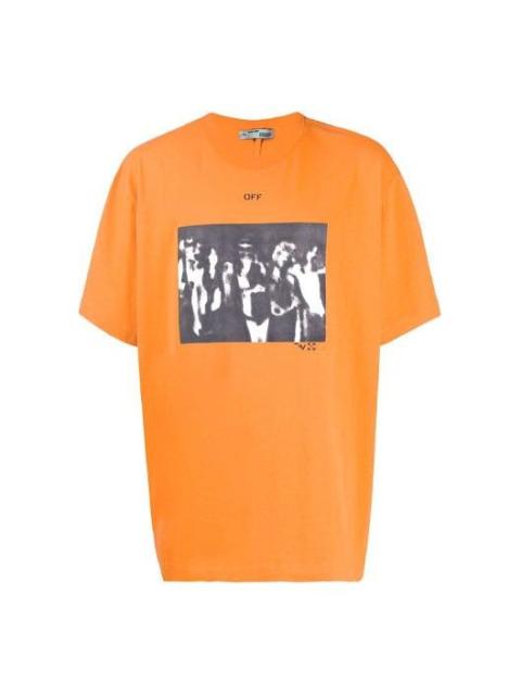 Men's Off-White Arrow Printing Round Neck Short Sleeve Orange T-Shirt OMAA038R201850151910