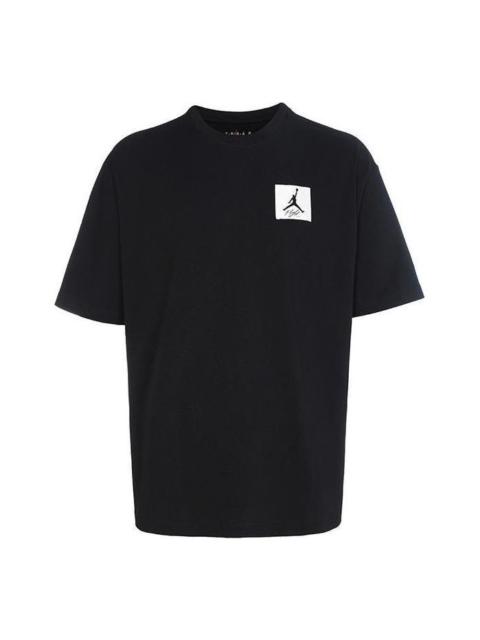 Air Jordan Solid Color Patch Round Neck Short Sleeve Black DZ7314-010