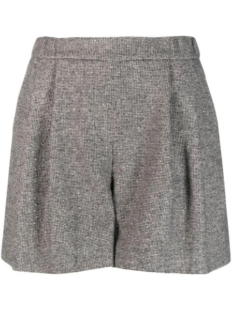 pleated wool-blend shorts