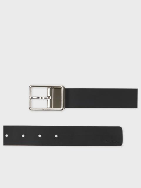 Black Leather Reversible 'Signature Stripe' Cut-To-Fit Belt