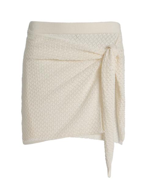 Tanzania Pointelle-Knit Organic Cotton Mini Skirt ivory