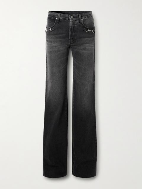 Horsebit-detailed Low-rise Bootcut Jeans