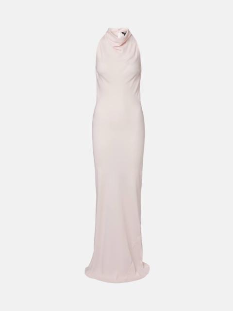 Halterneck satin gown