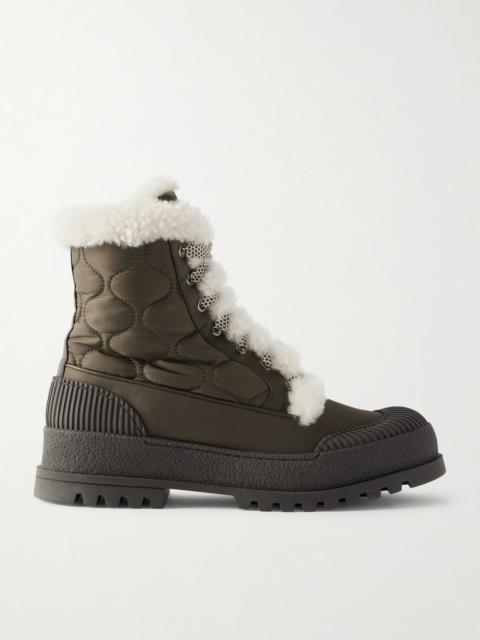 Glacier Shearling-lined Quilted Nylon And Leather Ankle Boots