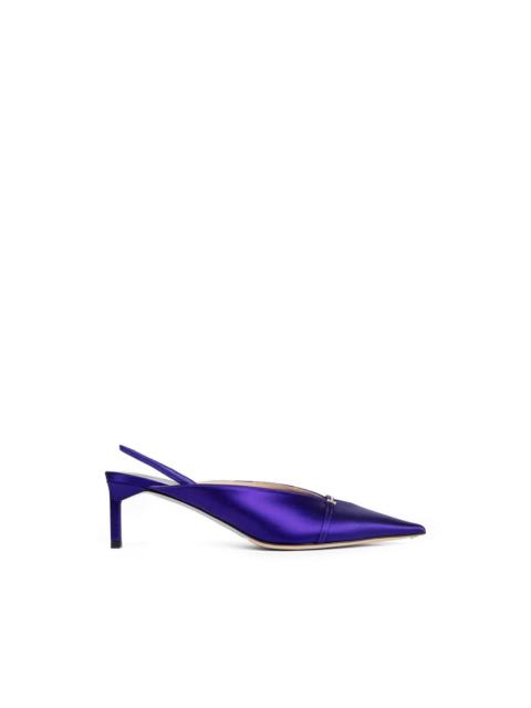 satin slingback pumps