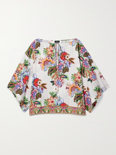 Tie-detailed Floral-print Cotton And Silk-blend Voile Blouse