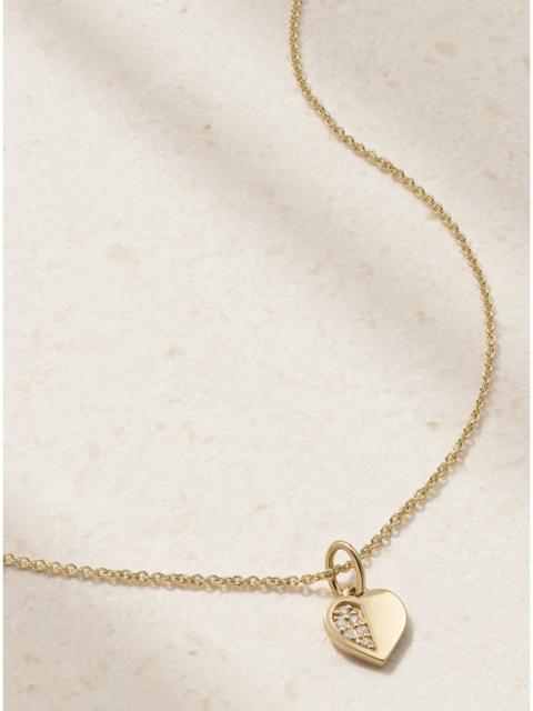 Half Heart 14-karat Gold Diamond Necklace