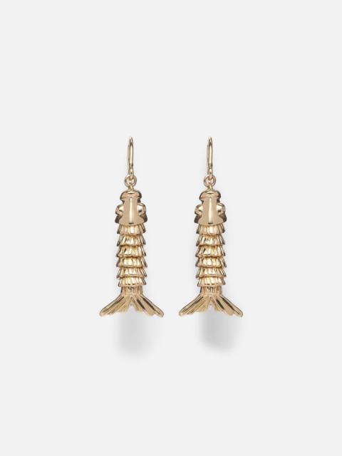 Moving Fish 14kt gold earrings with diamonds