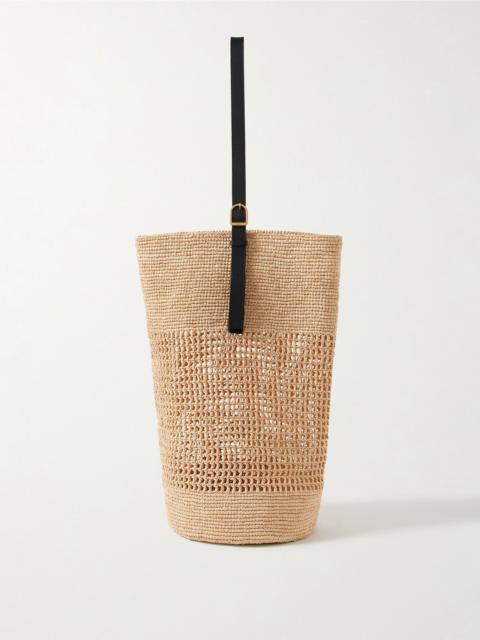 Billie leather-trimmed raffia bucket bag Neutral
