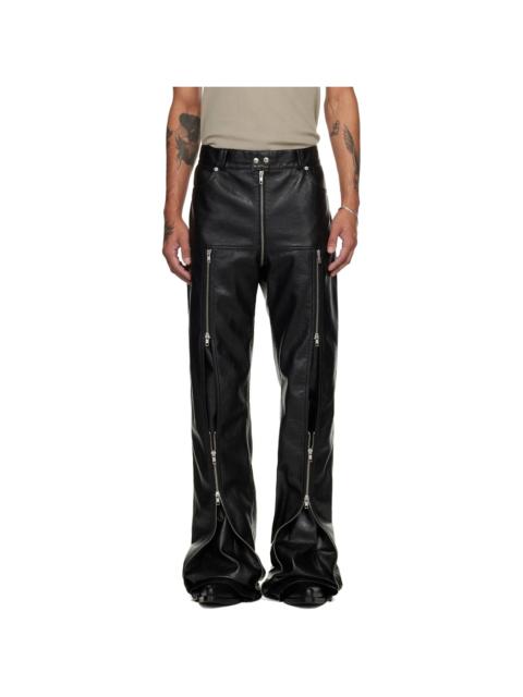 Black Zipped Riot 5-Pocket Faux-Leather Pants