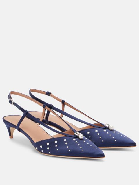 Moore 40 embellished satin slingback pumps