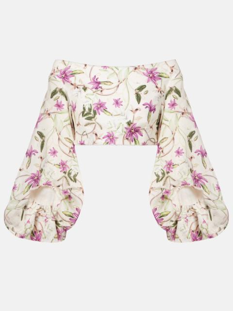 Duria floral linen crop top