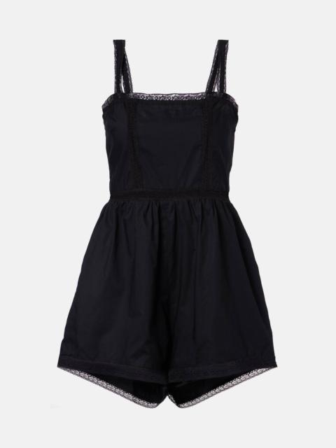 Emilia lace-trimmed cotton romper
