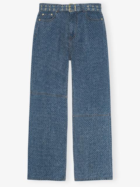 BLUE FLUFFY DENIM IZEY BELT JEANS