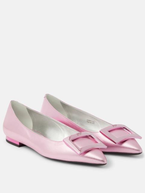 Gommettine metallic leather ballet flats