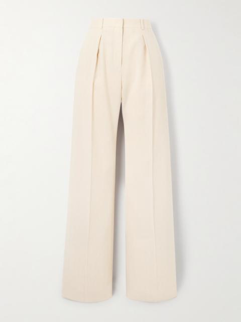 Edward Pleated Linen And Wool-blend Twill Wide-leg Pants