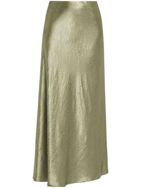 crinkled-finish satin maxi skirt