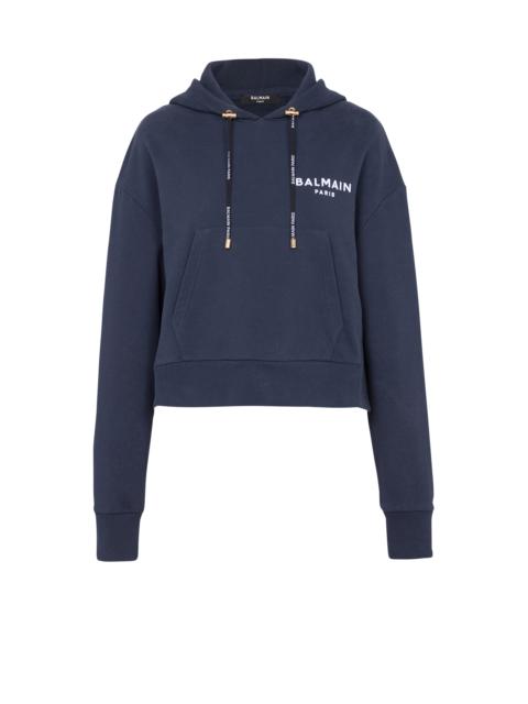 Eco-designed cotton sweatshirt with flocked Balmain logo