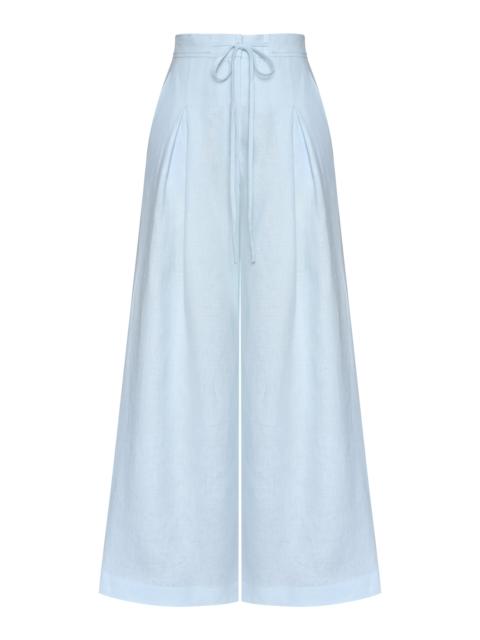Mi Diario Wide-Leg Linen Pants light blue