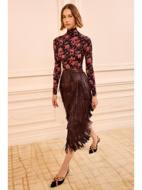 Therese Fringe Leather Skirt
