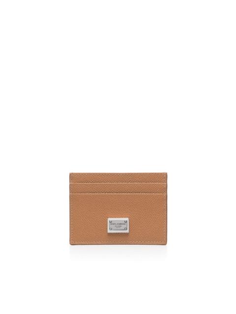 logo-plaque leather cardholder