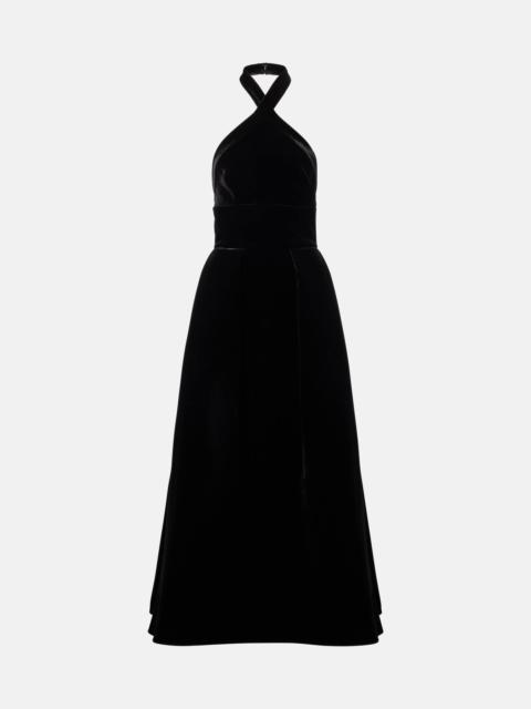 Halterneck velvet gown