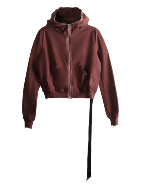 hooded zip-fastening top