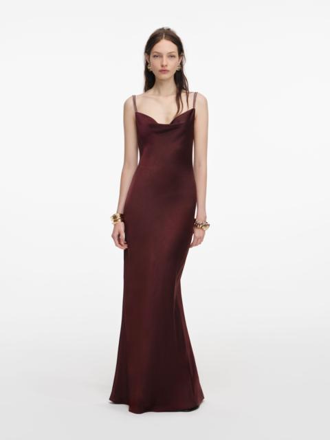 Brown Satin Diamante Maxi Dress