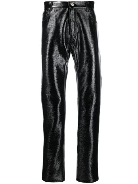 vinyl straight-leg trousers