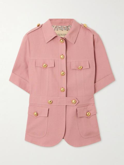 Cashmere and cotton-blend canvas jacket Pink