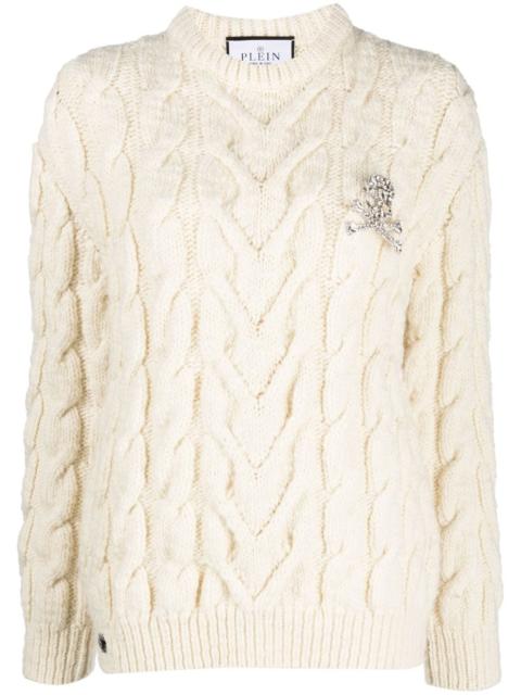 long-sleeve cable-knit jumper
