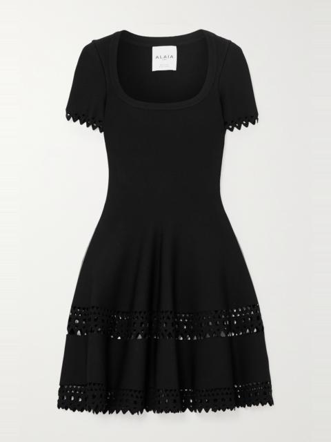 Editions laser-cut knitted mini dress