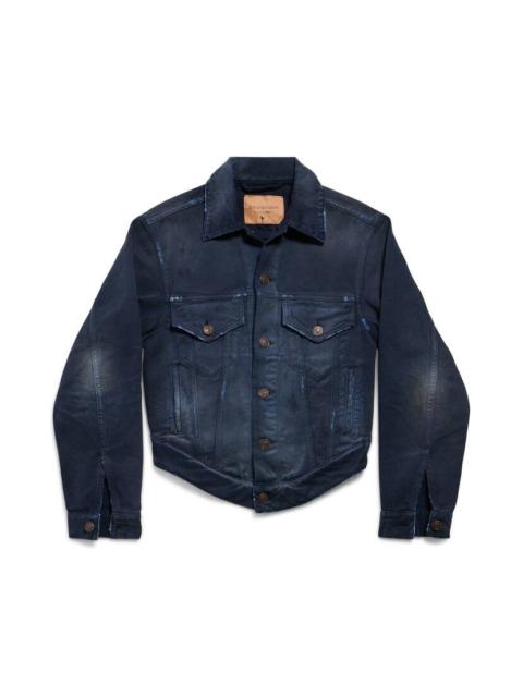 Women's Curved Waistband Jacket in Navy/dirty Dark Blue