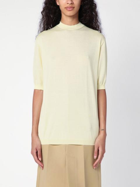 Light yellow cashmere crew-neck sweater