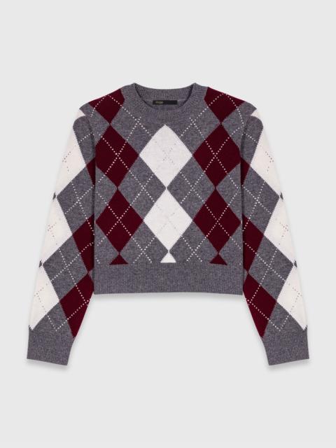 Cropped argyle pattern sweater