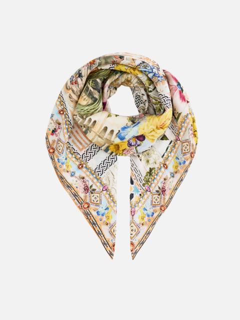 LARGE CRYSTALLED SILK SQUARE SCARF