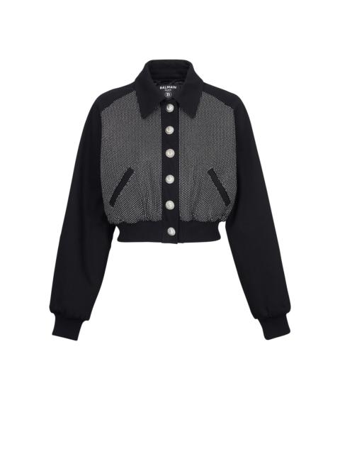 Cropped Balmain jacket with rhinestones