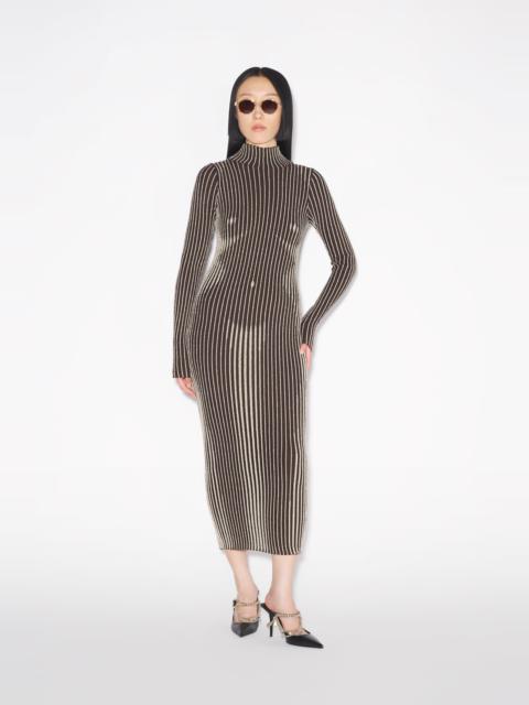 THE BROWN LUREX TROMPE L’OEIL DRESS