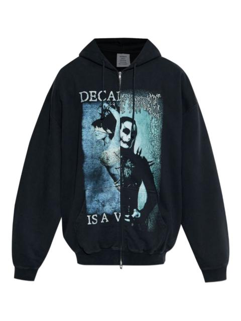 graphic-print zip-up hoodie