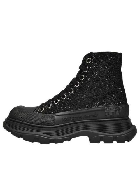 (WMNS) Alexander McQueen Tread Slick Glitter High-Top 'Black' 666806W4JF41000