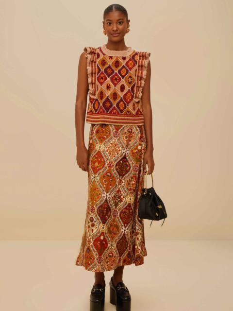 Multicolor Romantic Nature Lenzing™ Ecovero™ Viscose Midi Skirt