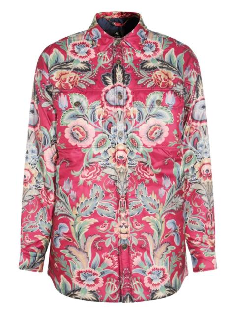 floral-print shirt coat